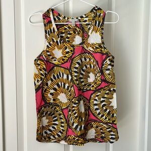 J. CREW RATTI ITALIAN PRINT COTTON VOULE TANK SLEEVELESS TOP SZ 4